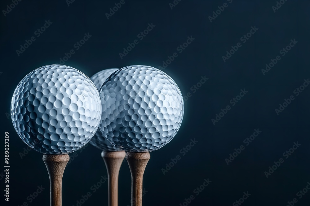 Isolated against backdrop are golf balls on a tee. Generative Ai Isolated against backdrop are golf balls on a tee. Generative Ai
