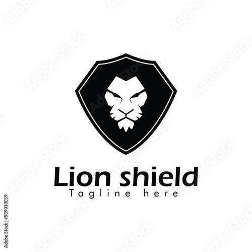 simple lion shield logo design