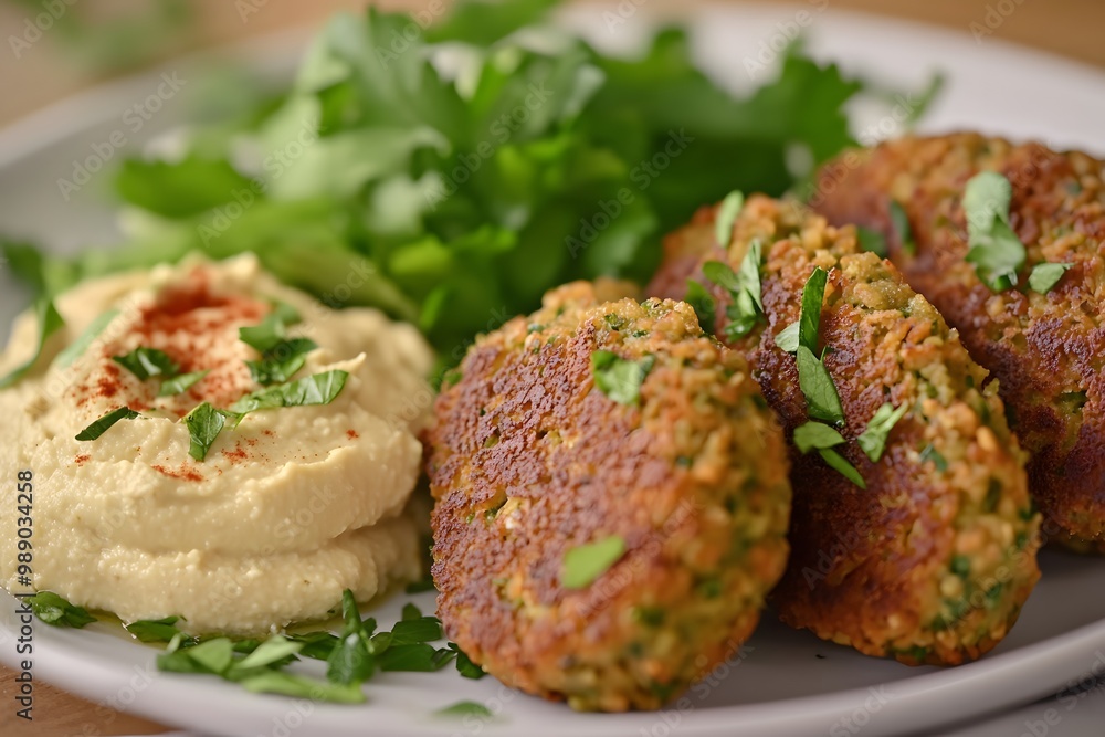 Delicious Falafel with Hummus and Salad Delicious Falafel with Hummus and Salad