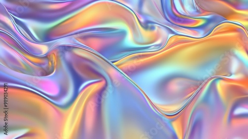 Vibrant holographic texture with fluid waves colorful swirls