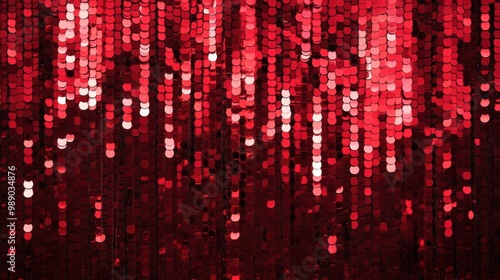 Sparkling red sequin texture with glittering highlights