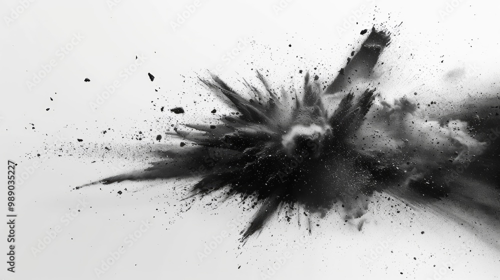 Black explosion on white background. Explosion cloud of black pieces. Abstract vector illustration Black explosion on white background. Explosion cloud of black pieces. Abstract vector illustration