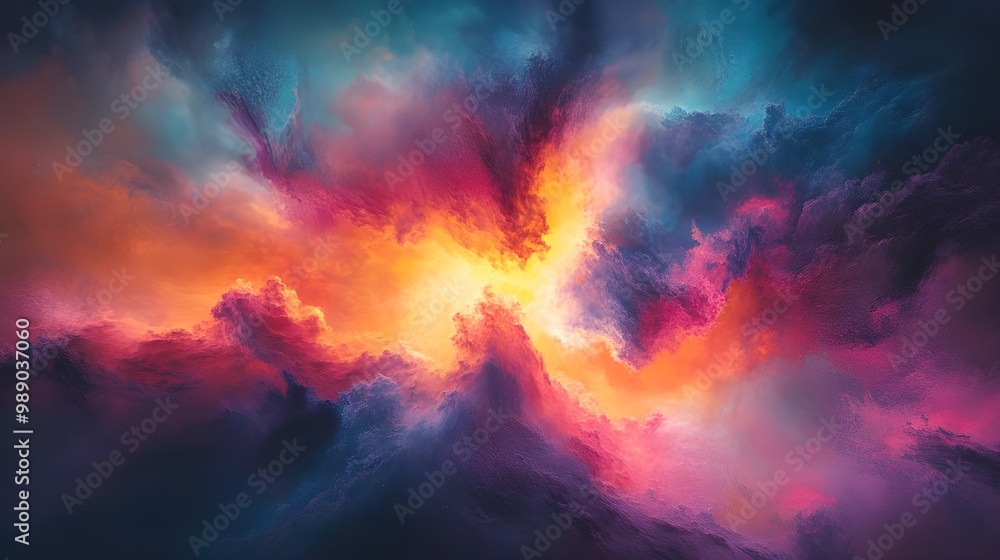 Fantasy cloudscape. Colorful nebula. 3D illustration - Generated AI Fantasy cloudscape. Colorful nebula. 3D illustration - Generated AI