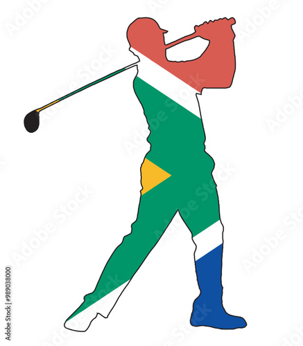 South Africa Golfer Swing Silhouette