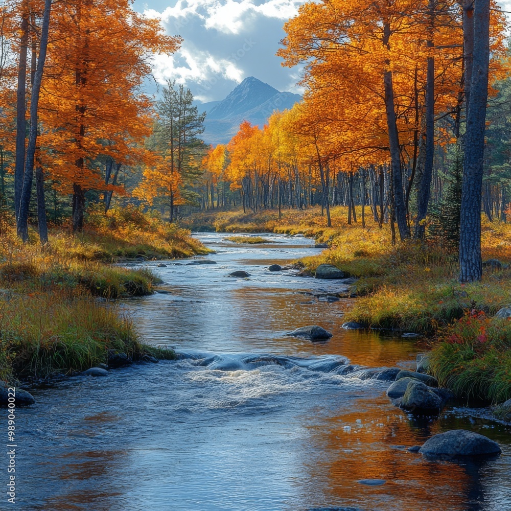 Autumn Creek with Mountain View Autumn Creek with Mountain View