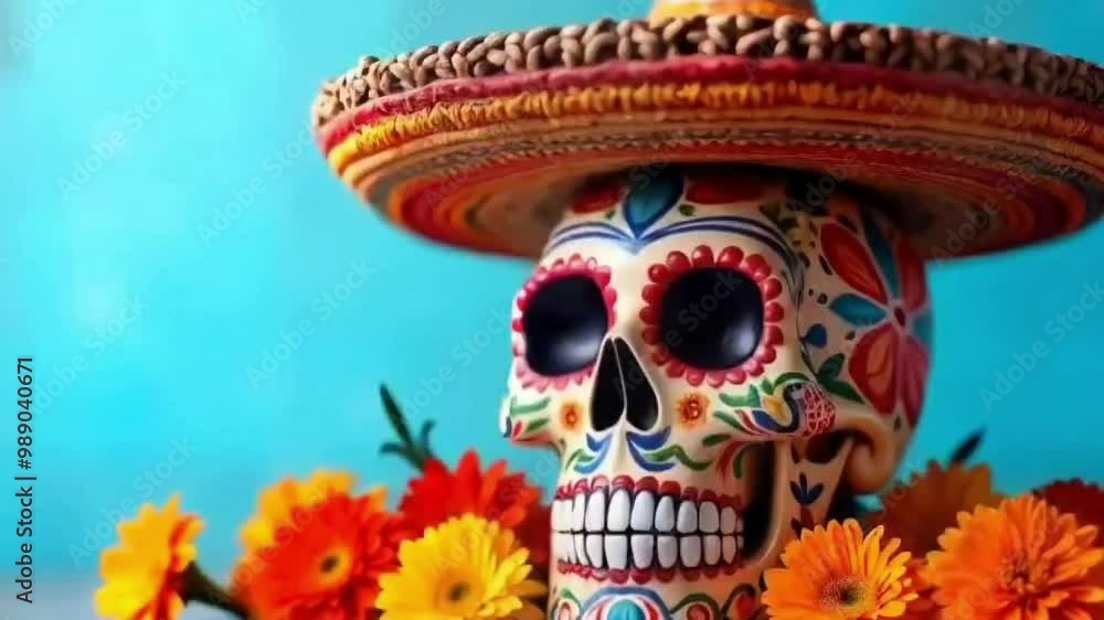 Day of the Dead background. Funny painted human skull for Mexico's Day of the Dead Day of the Dead background. Funny painted human skull for Mexico's Day of the Dead