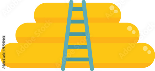 Illustration of a yellow gas pipeline delivering natural gas with an access ladder for maintenance