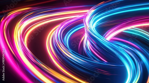 Energetic Abstract Neon Swirls Background for Nightlife Promotions and Futuristic Designs