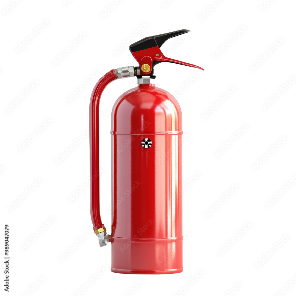 Obraz premium Red fire extinguisher on white isolated background. transparent background.