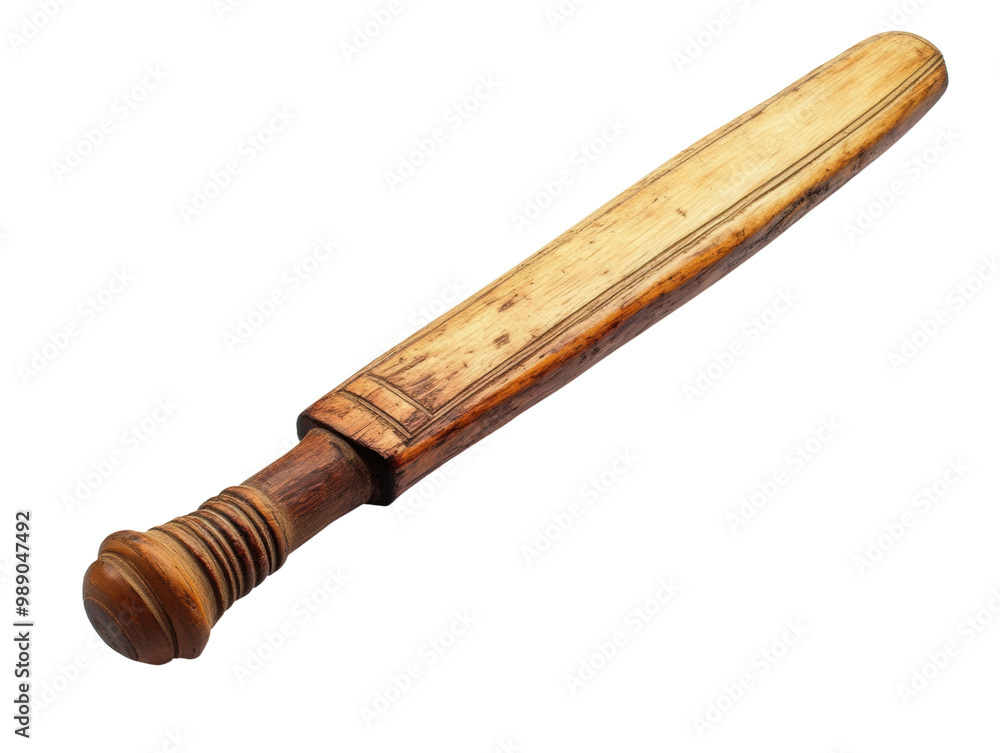 Wooden bat with curved handle, white isolated background. transparent background. Wooden bat with curved handle, white isolated background. transparent background.