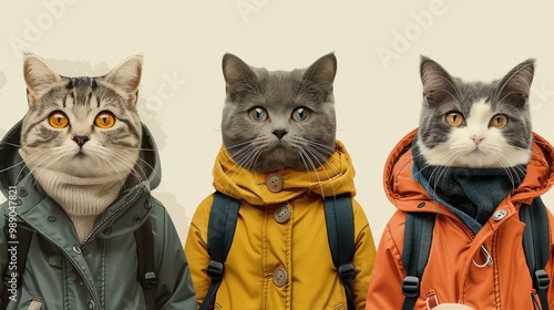 Wallpaper Mural Design Pop Color illustrations of Cat wearing an interior designer outfit in a white background in various activities ,with bold lines and simple design, placed on a white background  Torontodigital.ca