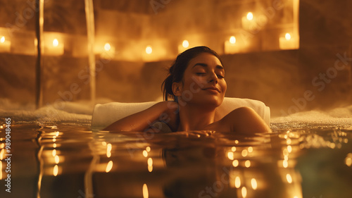mujer pasando un hermoso día en el spa de hotel  