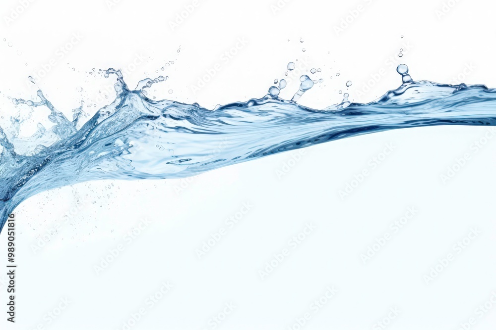 A large wave of water is crashing against a white background. The water is clear and calm, with small ripples forming around the edges. Generative AI A large wave of water is crashing against a white background. The water is clear and calm, with small ripples forming around the edges. Generative AI