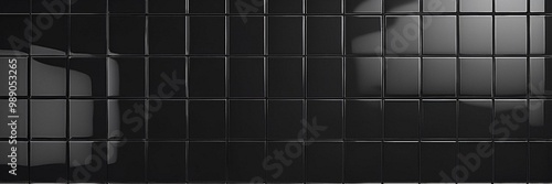 black shiny tiles background. Bathroom tiles wallpaper backdrop