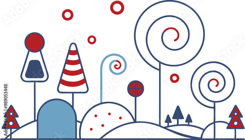 Enchanted Winter Wonderland Candyland Vector Illustration Adventure
