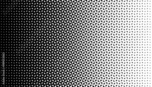 Black and white transition of geometric pattern. Smooth effect of disappear transform. Fade and grain. Vector Format Illustration 