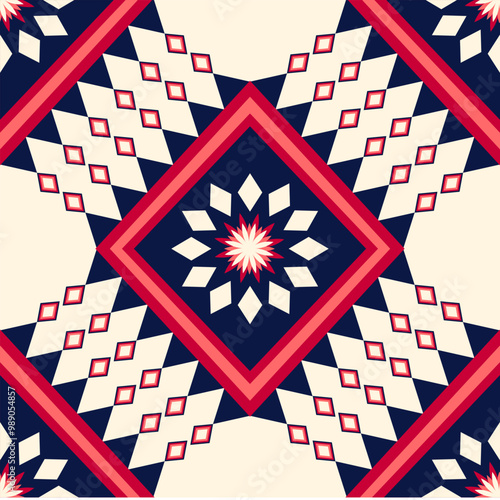 Beautiful Ethnic abstract ikat art. Seamless pattern in tribal,folk embroidery,and Mexican style.Aztec geometric art ornament print.Design for carpet,wallpaper, clothing,wrapping,fabric,cover