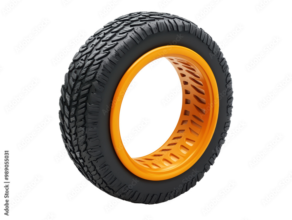 Orange and black tire, isolated on a white background. transparent background Orange and black tire, isolated on a white background. transparent background