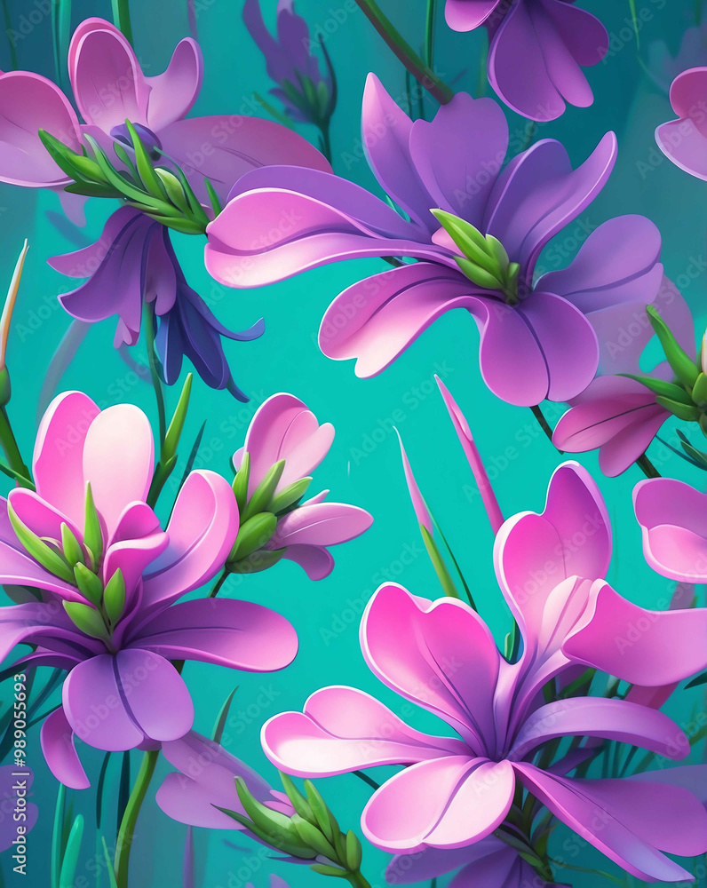 Modern lavender blooms with sharp lines seamless wallpaper design pattern Modern lavender blooms with sharp lines seamless wallpaper design pattern
