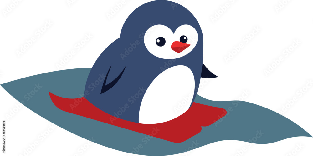 Fototapeta premium Playful Penguin Sliding Through Ice Vector Illustration Fun 