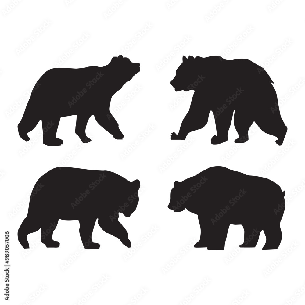 Fototapeta premium Bear silhouettes on the white background