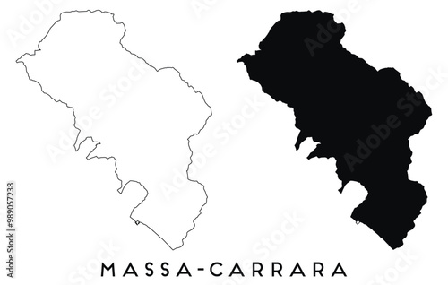 Massa Carrara map outline and black silhouette vector