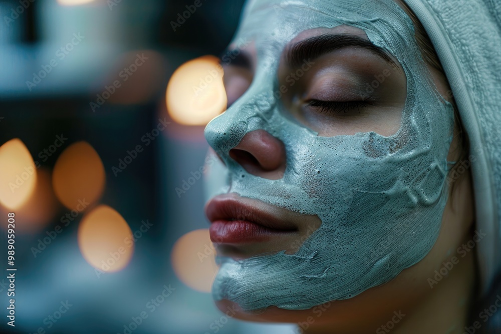 Beauty Care. Woman Receiving Facial Mask Treatment at Spa Beauty Salon Beauty Care. Woman Receiving Facial Mask Treatment at Spa Beauty Salon