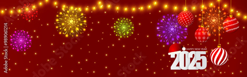 Vector illustration of Happy New Year 2025 social media feed template