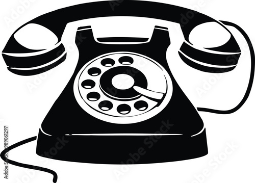 Rotary phone vector silhouette