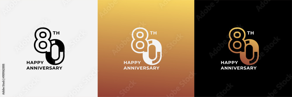 Logo 80th, 80 years anniversary, design template for celebration, birthday, greeting and invitation. Editable file Logo 80th, 80 years anniversary, design template for celebration, birthday, greeting and invitation. Editable file