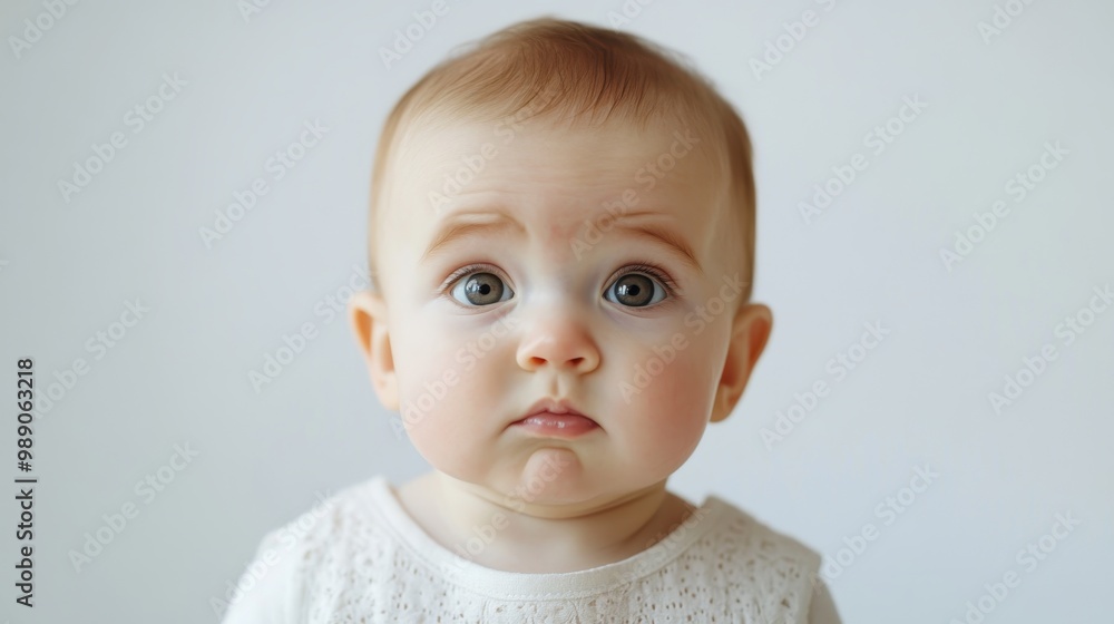 Baby with Furrowed Brow and Intense Stare Baby with Furrowed Brow and Intense Stare