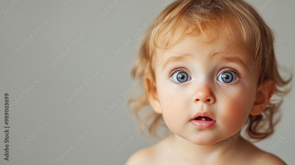 Curious Baby with Wide Eyes Looking Surprised Curious Baby with Wide Eyes Looking Surprised