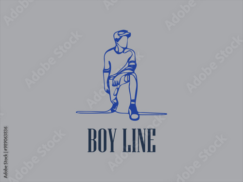 Singleline drawing of a boy,  boy modeling continuous line Perfect for minimalistic designs, vektor and background posters, prints, or childrens products