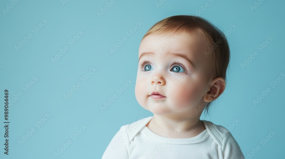 Curious Infant with Big Eyes Staring at the Sky Curious Infant with Big Eyes Staring at the Sky