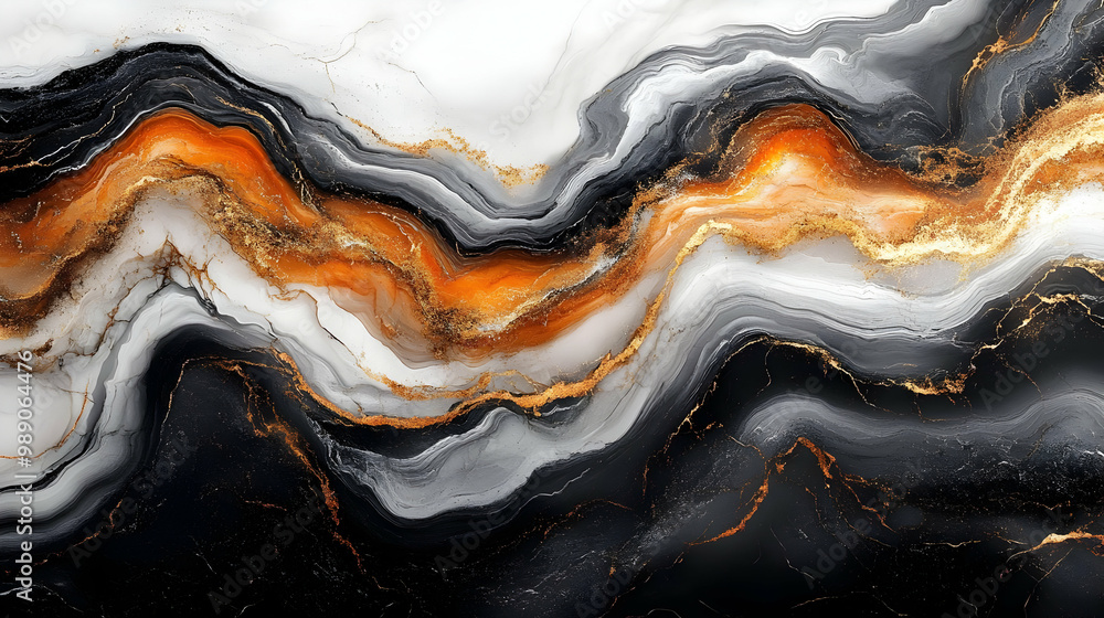 Abstract Art with Gold and Black Swirls Abstract Art with Gold and Black Swirls