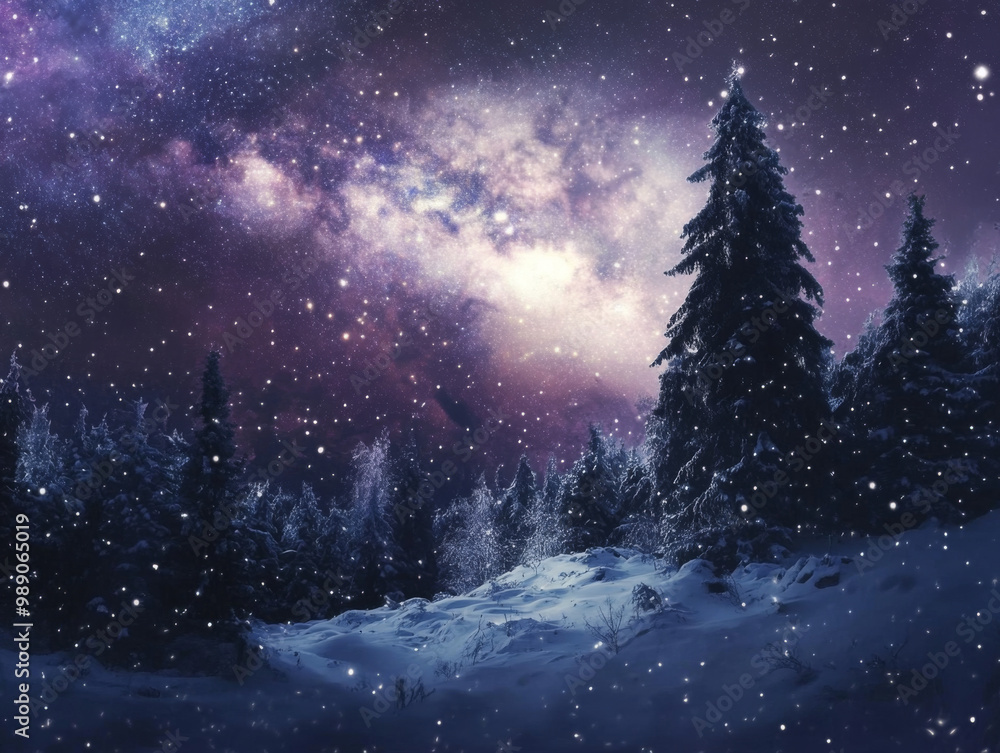 Winter Night Snowfall under the Starry Sky Winter Night Snowfall under the Starry Sky