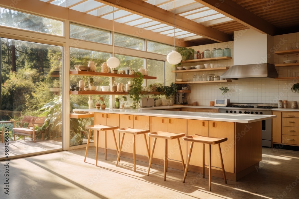 Modern midcentury kitchen room architecture furniture appliance. Modern midcentury kitchen room architecture furniture appliance.