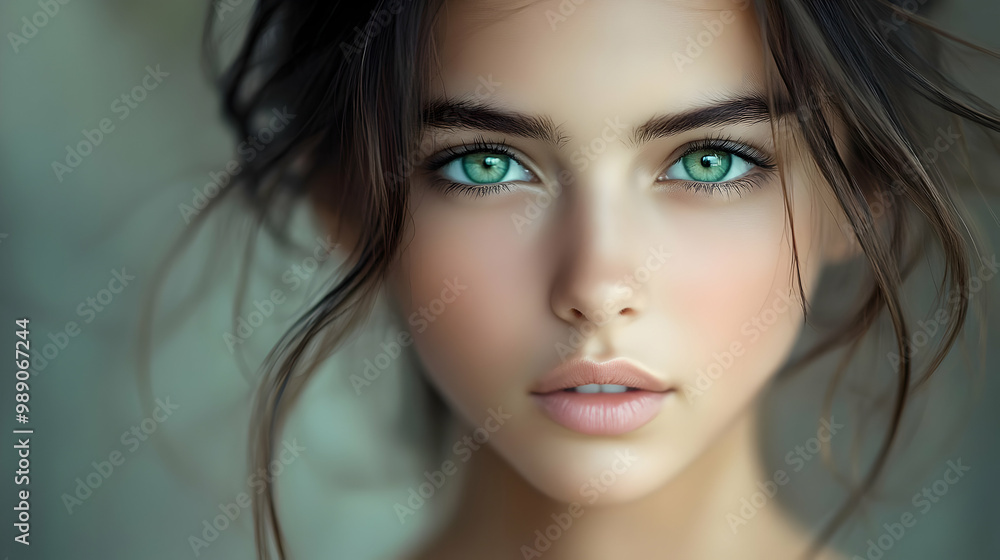 Captivating Green Eyes with Soft Focus, Gentle Expression, and Intriguing Gaze Captivating Green Eyes with Soft Focus, Gentle Expression, and Intriguing Gaze
