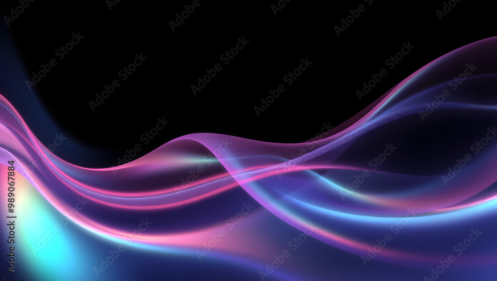 abstract holographic smooth wave on black background abstract holographic smooth wave on black background