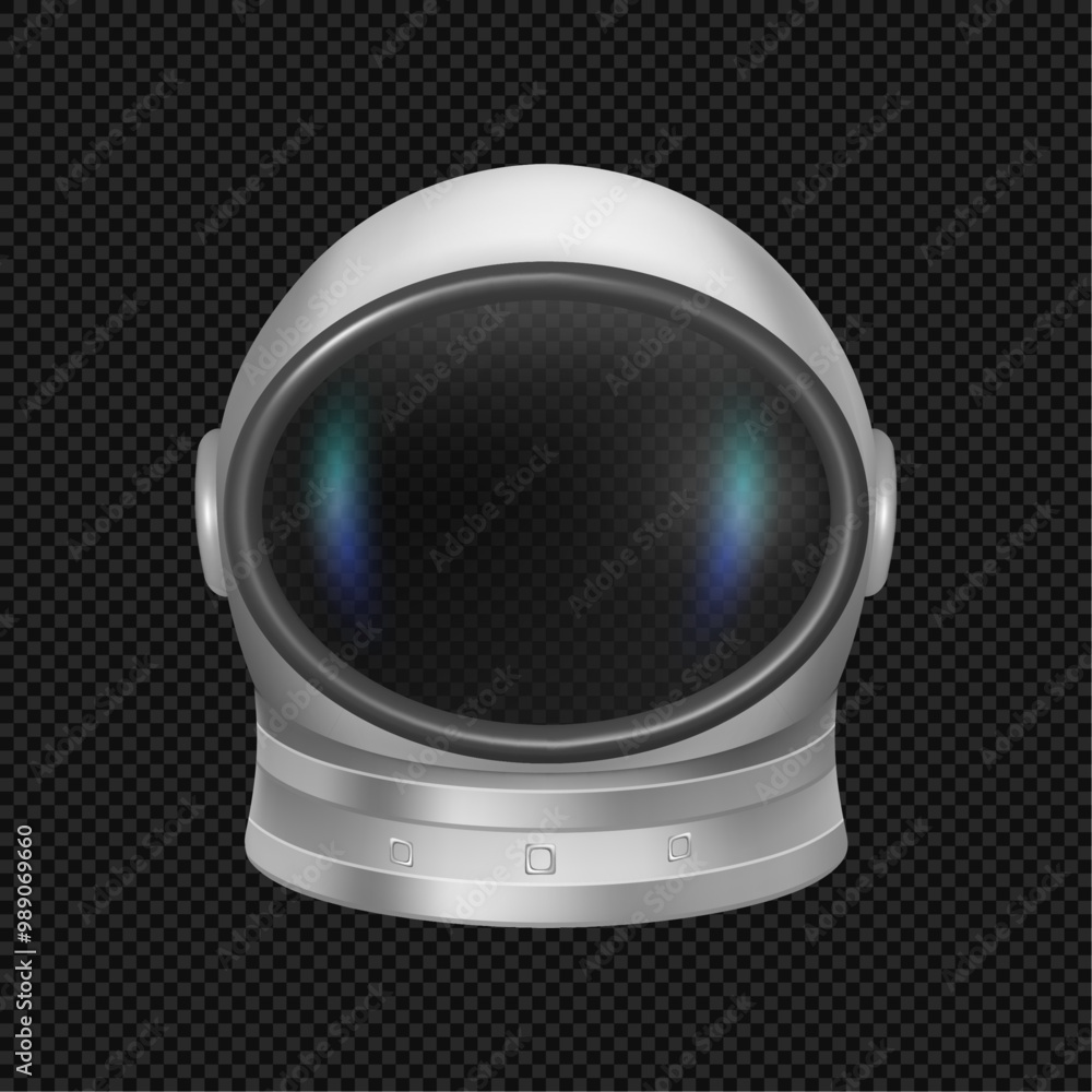 Astronaut helmet, isolated realistic cosmonaut mask with clear glass for space exploration and flight in cosmos. Vector part of overall suit for protection spaceman head from impacts and radiation Astronaut helmet, isolated realistic cosmonaut mask with clear glass for space exploration and flight in cosmos. Vector part of overall suit for protection spaceman head from impacts and radiation