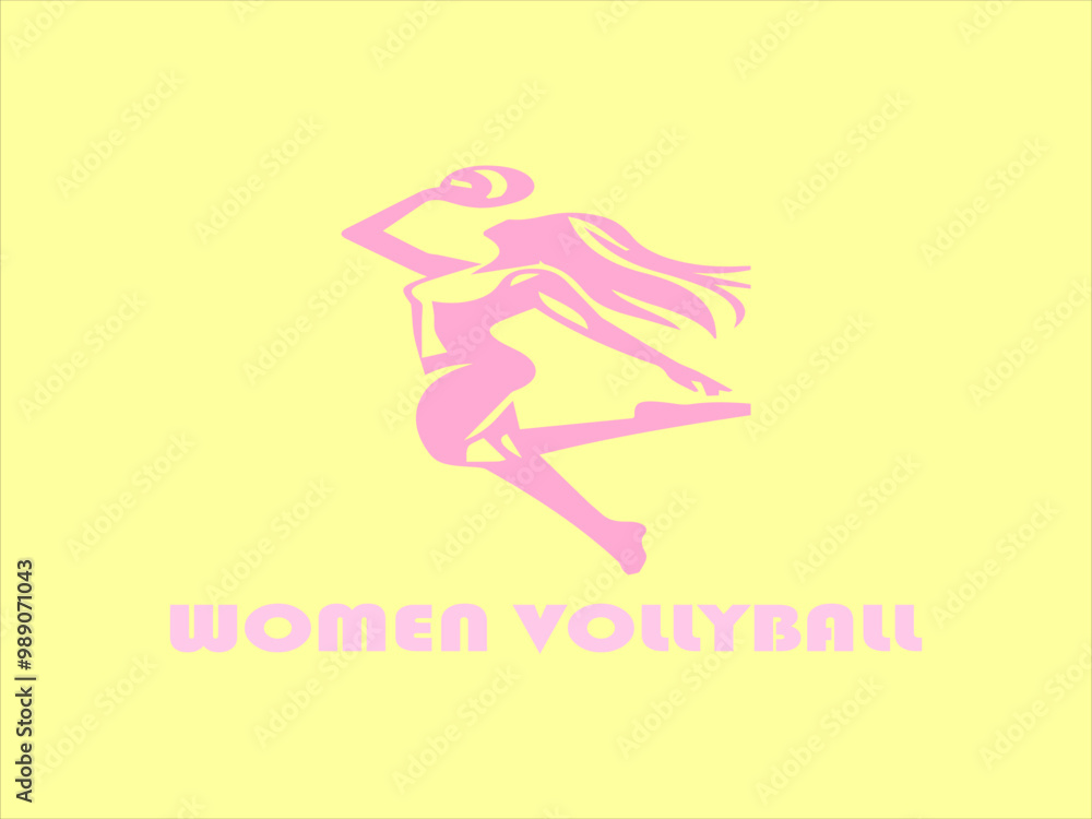 Pink silhouette of female athlete jumping to spike a volleyball. Perfect for sports posters, vektor and background social media graphics, and fitness websites. Pink silhouette of female athlete jumping to spike a volleyball. Perfect for sports posters, vektor and background social media graphics, and fitness websites.