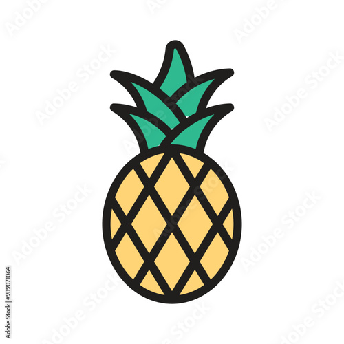 Bright pineapple icon for tropical themed designs photo