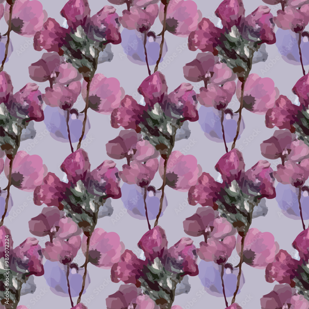 Seamless vector pattern of elegant purple violets Seamless vector pattern of elegant purple violets
