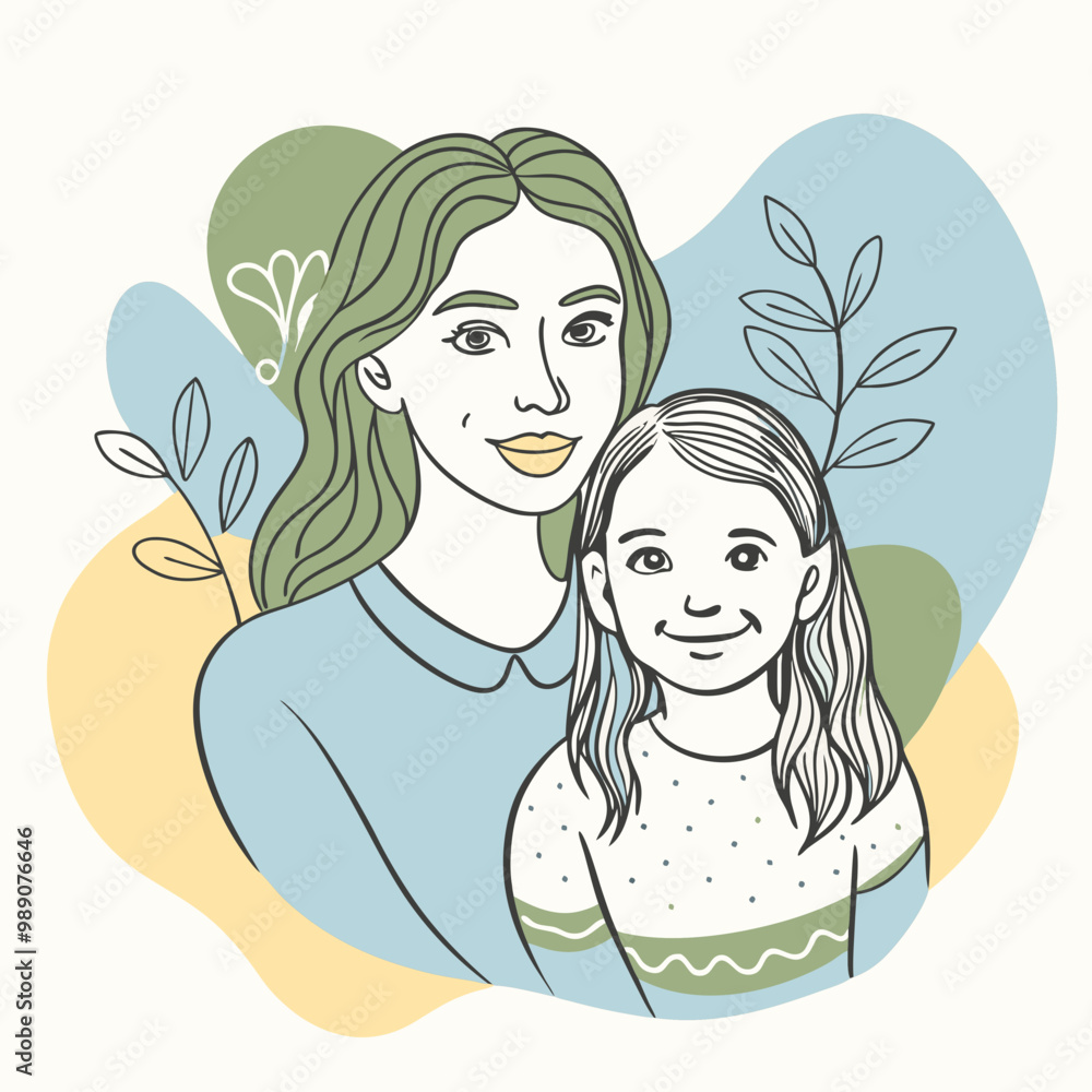 Mother and Daughter, Family Bonding and Parenting Concept Vector Art Mother and Daughter, Family Bonding and Parenting Concept Vector Art