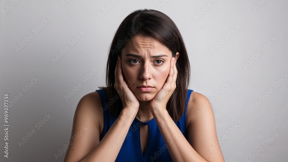Bored woman in plain white background