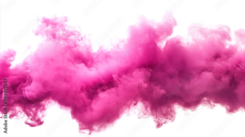Fototapeta premium Whispers of Color: Abstract Pink Smoke Cloud on White