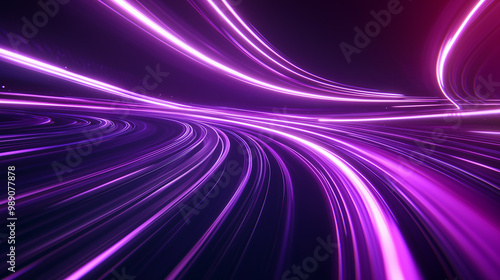 Vibrant Vibes: Abstract Purple Background with Neon Curves