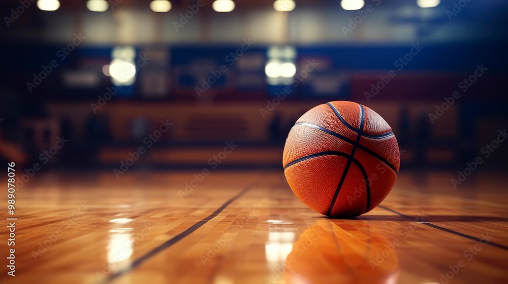 A photo of a basketball on a court A photo of a basketball on a court