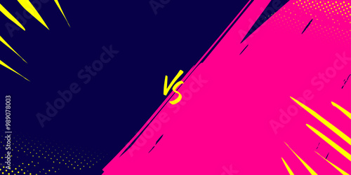 VS Match Sport Background with Pink and Dark Blue Brush Stroke Split Design for Competitive Matchup Events, Battle Versus and Sports Events Banner