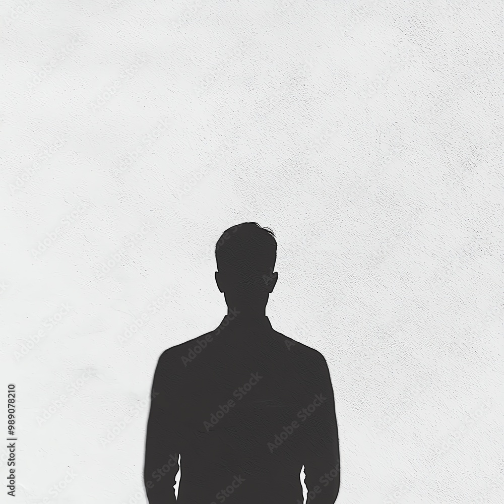 Silhouette of a person standing against a plain background, symbolizing solitude and reflection in a minimalistic style. Silhouette of a person standing against a plain background, symbolizing solitude and reflection in a minimalistic style.